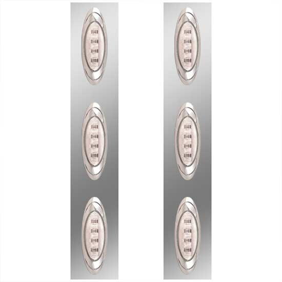 22 Inch Front Stainless Steel Air Cleaner Panels W/ 6 P1 LED Lights- Amber LED/ Clear Lens For Peterbilt 389