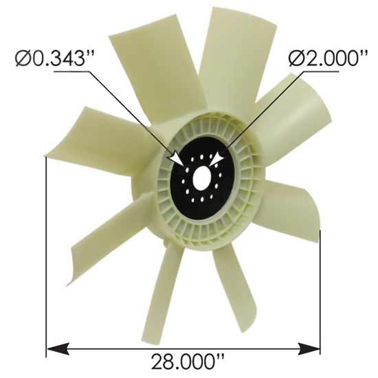 BESTfit 28 Inch Fan Blade, 2 Inch Pilot Hole Replaces OE 481976C1, 462908C2, 1610891C2 For International