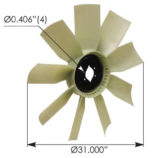 31 Inch Fan Blade 2.56 Inch Pilot Hole Replaces OE 3507486C1