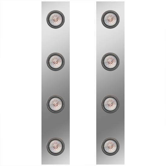 13 Inch Tall Rear Air Cleaner Light Panels W/ 8 - 2 Inch Round Red/Clear LEDs For Peterbilt 389 W/ 15 Inch Breathers