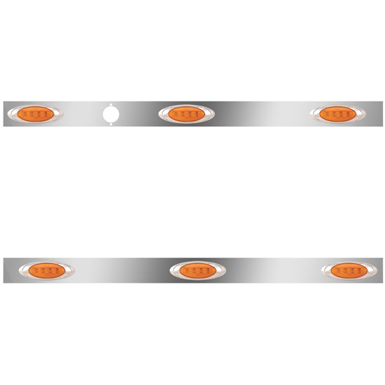 44 Inch Stainless Steel Cab Panels W/ Block Heater Plug, 6 P1 Amber/Amber LEDs For International 9300