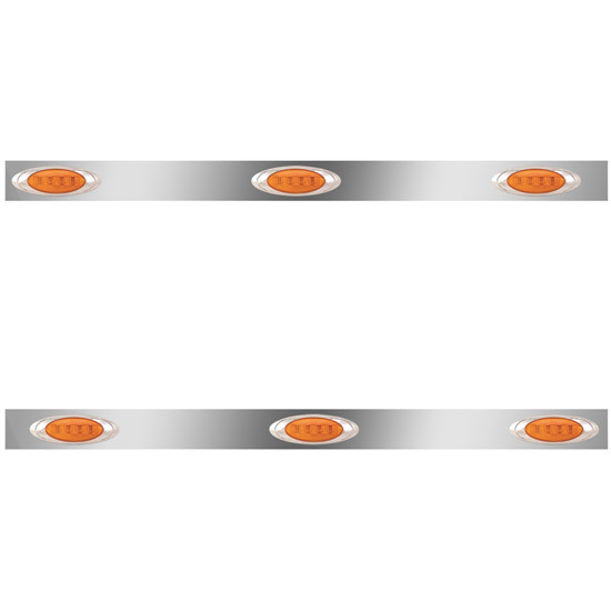 Stainless Steel Cab Panels W/ P1 Amber LEDs - Pair For International 9300 SBA