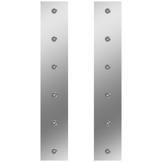 Roadworks 19.5 Stainless Steel Front Air Cleaner Panels W/ 6 Amber 3/4 Inch Button Lights & Clear Lens For Peterbilt 378 & 379 W/ 15 Inch Donaldson Or Vortex