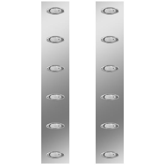 Roadworks 19.5 Stainless Steel Front Air Cleaner Panels W/ 6 Amber Mini Lights & Clear Lens For Peterbilt 378 & 379 W/ 15 Inch Donaldson Or Vortex