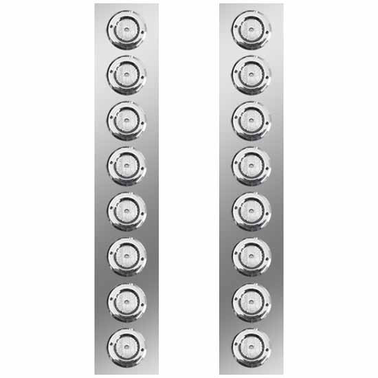Roadworks 26 Inch 304 Stainless Steel Front Air Cleaner Panels W/ 8 Amber 2 Inch Round Lights & Clear Lens For Peterbilt 378 & 379 W/ Donaldson Or Vortex
