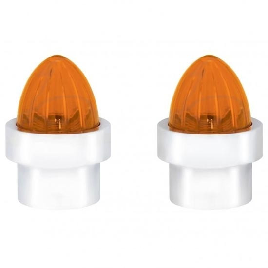 Chrome Bumper Guide Tops W/ Amber Watermelon Lens - Pair