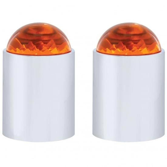 Chrome Bumper Guide Tops W/ Amber Dome Lens