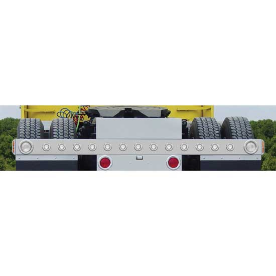 430 Stainless Steel Rear Light Bar W/ 2 - 4 Inch, 13 - 2 Inch Round Red/Clear STT, 2 Super 21 Amber/Clear LEDs