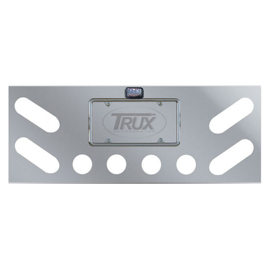 Stainless Steel Rear Center Light Panel W/ 4 Oval Holes & 4 Round 2.5 Inch Light Cutouts