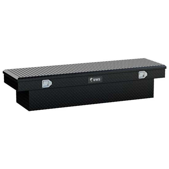 Gloss Black Diamond Plate Aluminum Crossover Truck Tool Box- 69 X 20 X 14.75 Inch For Pickup Trucks