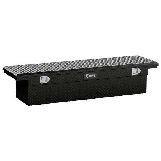 Gloss Black Diamond Plate Aluminum Low Profile Crossover Truck Tool Box- 69 X 20 X 14.75 Inch For Pickup Trucks