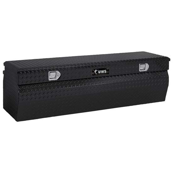 Gloss Black Diamond Plate Aluminum Wedge Utility Chest Box- 55 Inch For Pickup Trucks