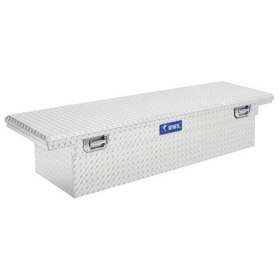 Bright Diamond Plate Aluminum Low Profile Crossover Tool Box W/ Pull Handles- 69 Inch For Pickup Trucks