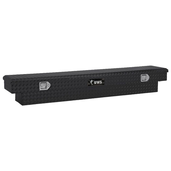 Gloss Black Diamond Plate Aluminum Slim-Line Crossover Tool Box- 69 Inch For Pickup Trucks
