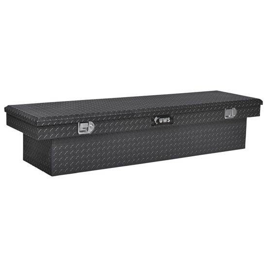 Gloss Black Diamond Plate Aluminum Crossover Tool Box- 72 Inch For Pickup Trucks
