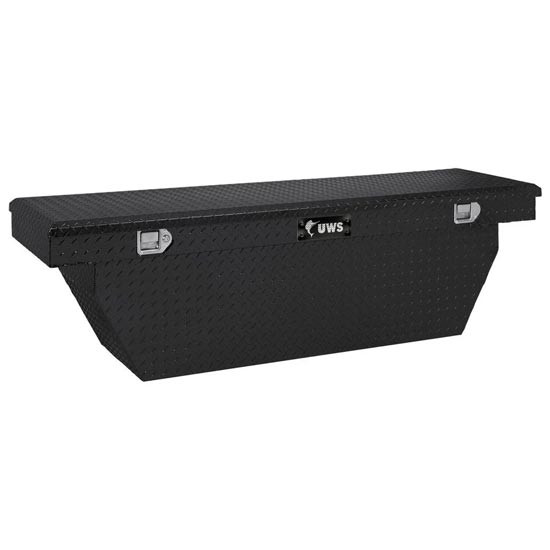 Gloss Black Diamond Plate Aluminum Deep Angled Crossover Tool Box- 69 Inch For Pickup Trucks