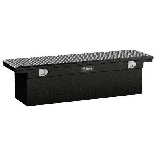 Gloss Black Diamond Plate Aluminum Low Profile Deep Crossover Tool Box- 69 Inch For Pickup Trucks