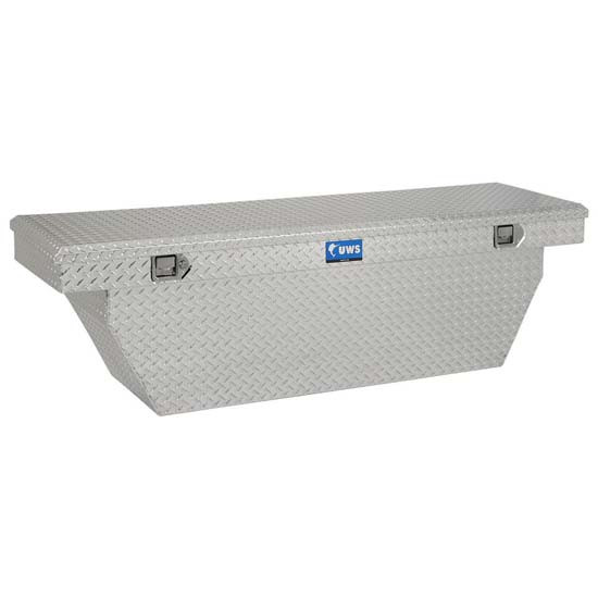 Bright Diamond Plate Aluminum Deep Angled Crossover Tool Box- 72 Inch For Pickup Trucks