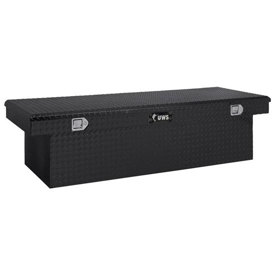 Gloss Black Diamond Plate Aluminum Deep Extra Wide Crossover Tool Box-  69 Inch For Pickup Trucks