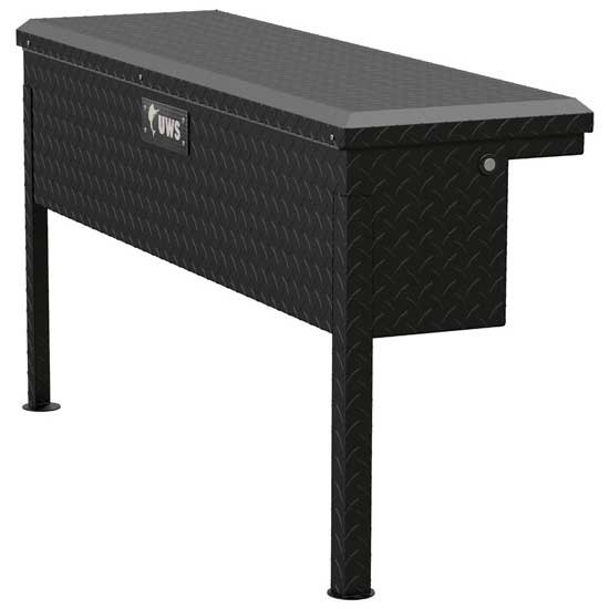 Matte Black Diamond Plate Aluminum Low Profile Truck Side Tool Box W/ Legs- 48 Inch