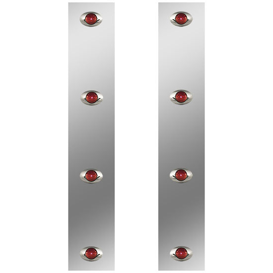 13 Inch 304 S.S. Rear Air Cleaner Light Panels W/ 8 M3 Red/Red LEDs For Peterbilt