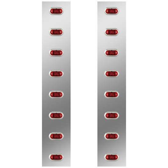 26 Inch 304 S.S. Rear Air Cleaner Light Panels W/ 16 Challenger Red/Red LEDs For Peterbilt
