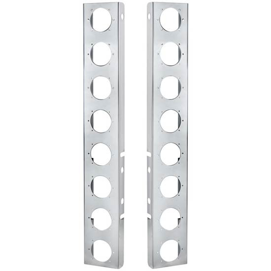 Stainless Steel Front Air Cleaner Bracket W/ 16 Rnd 2 Inch Light Cutouts For Peterbilt 378, 379 - Pair