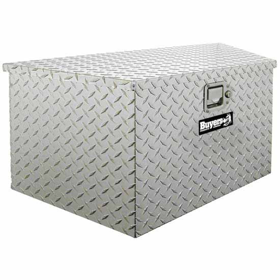 Diamond Plate Aluminum Trailer Tongue Truck Box W/ Angled Front 18.5 X 15 X 49 Inch