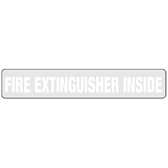 2 X 12 Inch Fire Extinguisher Inside Decal - White Text On Clear
