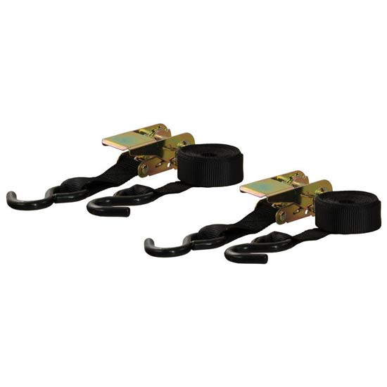Nylon 10 Ft. Black Cargo Straps W/ S-Hooks W/ 500 Lb. Working Load Limit - Pack Of 2