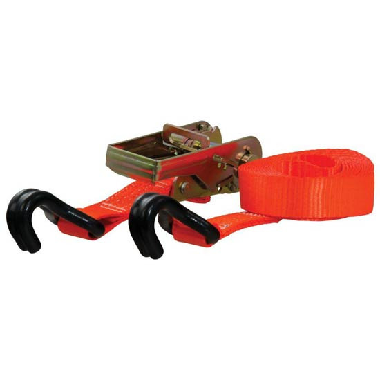 16 Ft. Orange Cargo Strap W/ Rubber-Coated J-Hooks - 1 Inch Wide - 3,300 Lbs. Break Strength