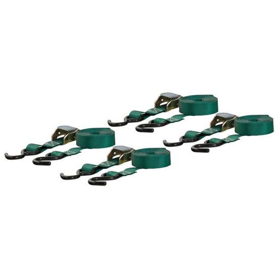 16 Ft Green Cargo Straps W/ S-Hooks, 1 In Wide - Pack Of 4