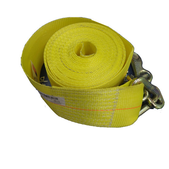 Cargo Winch Strap W/ Chain & Grab Hook, 4 In X 30 Ft - Yellow