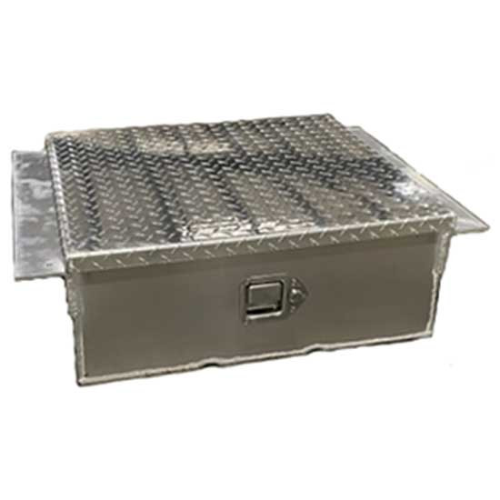Sturdy-Lite Diamond Plate Aluminum Between-The-Rail Tool Box W/ Locking T-Handle- 8 X 24 X 24 Inch