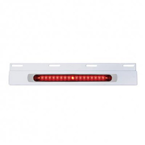 Stainless Steel Top Mud Flap Plate W/ 19 LED 17 Inch Light Bar & Chrome Bezel - Red LED / Red Lens