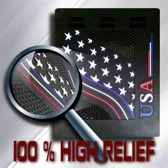 24 X 30 Inch Black Synthetic Rubber Red, White & Blue / Stars & Stripes Mud Flap