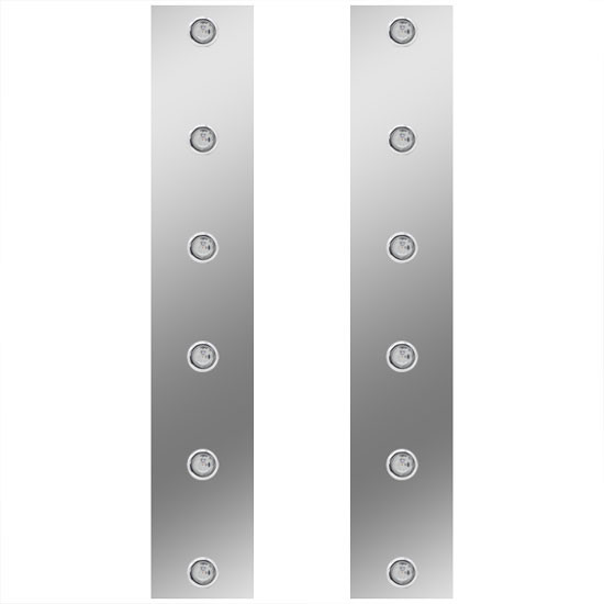 Stainless Steel Front Air Cleaner Panels W/ Amber Bulkhead LEDs For 13 inch & 15 Inch Breathers Fits Peterbilt 378, 379, 388, 389