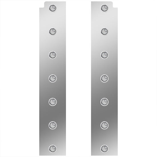 Stainless Steel Rear Air Cleaner Panels W/ Red 3/4 Inch LEDs For Peterbilt 378, 379, 388, 389
