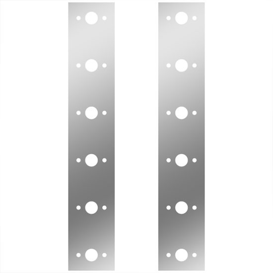 18 3/8 Inch SS Rear Air Breather Panels W/ 6 P3 Style Light Holes For Peterbilt 378, 379, 388, 389 W/ 13 Inch Breather