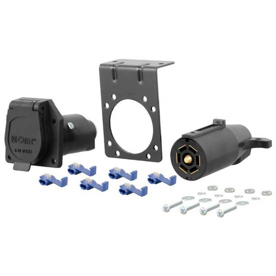 7-Way RV Blade Connector Plug, Socket W/ Hardware Connects Tail, Brake, Reverse, Turn Signals, Aux. Power