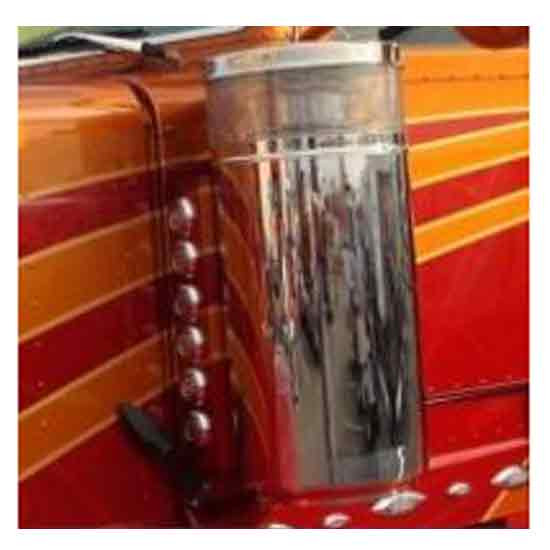 Brushed Stainless Steel Paintable Air Cleaner Bracket & Strapless Breather Bars W/ 5 Cab Light Holes For Peterbilt 389