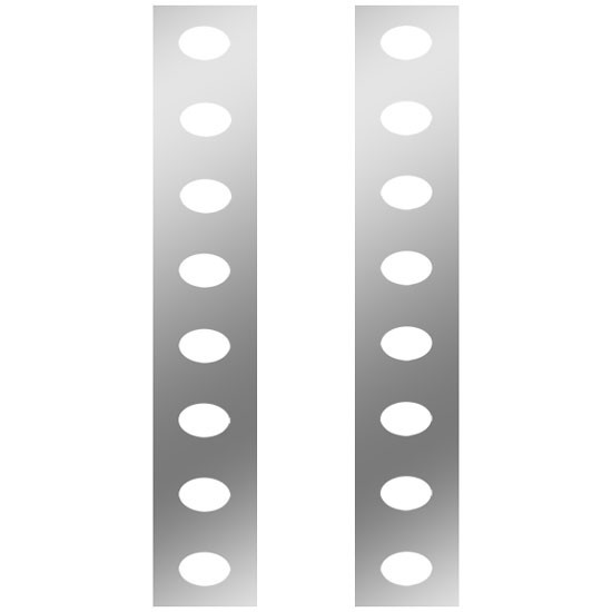 Stainless Steel Front Air Cleaner Panel W/ 16 Light Holes, 22 X 5 Inch For Peterbilt 359, 379, 389 Flat Tops