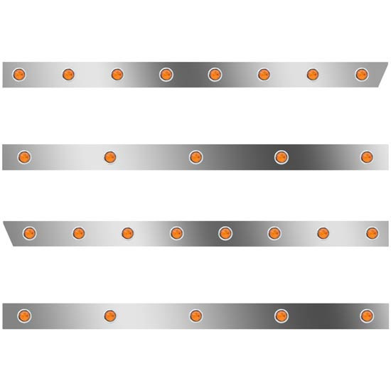 3 In. Extd Cab Panels W/ 26 - 3/4 Inch Amber/Amber Lights For Peterbilt 389 131 BBC W/ 36/44 In. Sleeper No Extenders