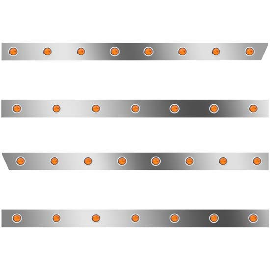 3 In. Extd Cab Panels W/ 30 - 3/4 Inch Amber/Amber Lights For Peterbilt 389 131 BBC W/ 48/58 In. Sleeper No Extenders