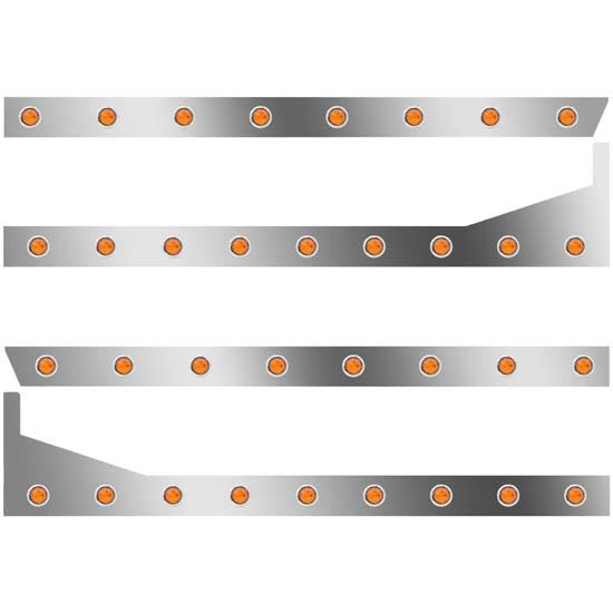 3 In. Extd Cab Panels W/ 34 - 3/4 Inch Amber/Amber Lights For Peterbilt 389 131 BBC W/ 36/44 In. Sleeper, Extenders