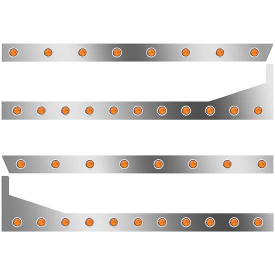 3 In. Extd Cab Panels W/ 38 - 3/4 Inch Amber/Amber Lights For Peterbilt 389 131 BBC W/ 48/58 In. Sleeper, Extenders