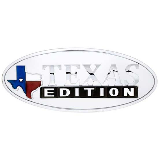 7.875 X 3.25 Inch Chrome-Plated Die Cast Metal Oval Texas Edition Accent Emblem
