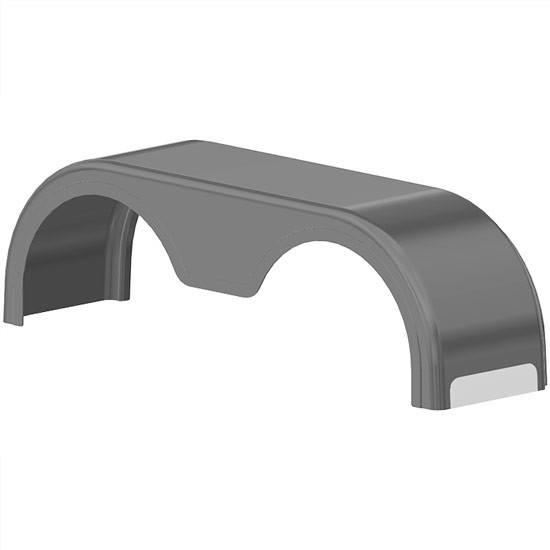 Fiberglass Gray Gel Coat Low Cut Tandem Fender - Sold Each