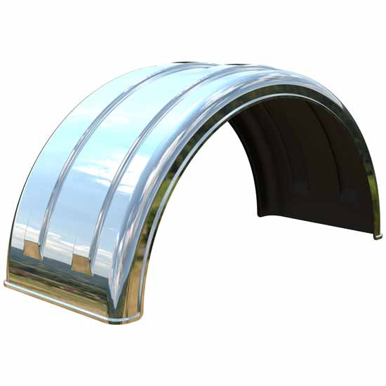 Minimizer Super Single Fender W/ Silver Mirror Finish For 22.5 Or 24.5 Wide Base Super Single Tires
