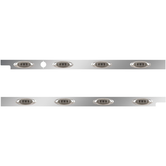 2. 5 Inch SS Cab Panel W/ 4 P1 Amber/Smoked LED Lights W/ 1 Hole For Block Heater For Peterbilt 567, 579 W/ Rear Mount Or Horizontal Exhaust - Pair